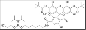 HEX Dye Amidite (5'-Hexachloro-Fluorescein Phosphoramidite; 6-(4 7 2' 4' 5' 7'-Hexachloro-3' 6'-dipivaloylfluoresceinyl-6-carboxamido)-hexyl-1-O-[(2-cyanoethyl)-(N N-diisopropyl)]-phosphoramidi